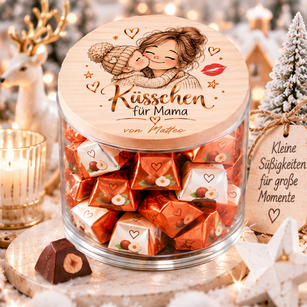 Personalisiertes Weihnachtsgeschenk für Mama – Küsschen für Mama mit Wunschname