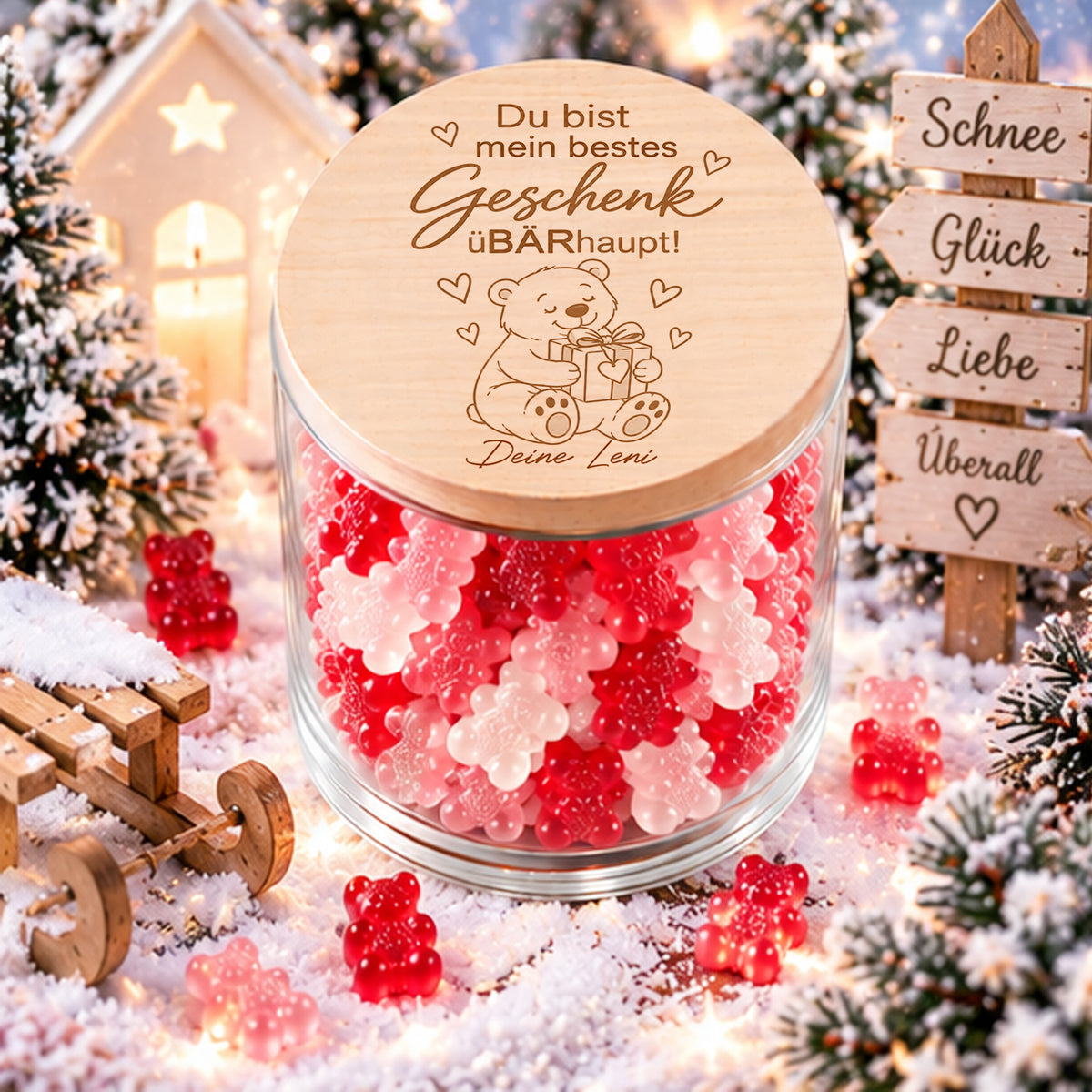 Personalisiertes Weihnachtsgeschenk für Lieblingsmensch mit Bärenmotiv und Wunschbeschriftung