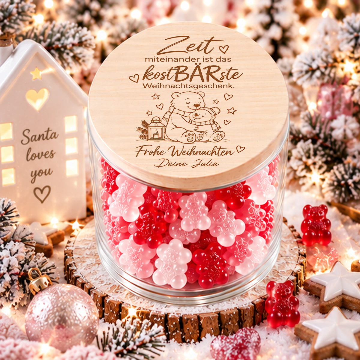 Personalisiertes Weihnachtsgeschenk mit Bärenmotiv Zeit miteinander ist das kostBÄRste Weihnachtsgeschenk