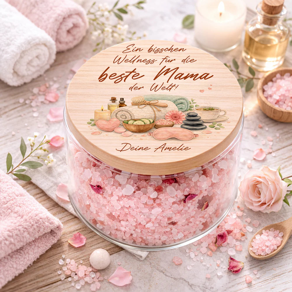 Personalisiertes Vorratsglas als Wellness Geschenk für Mama „Beste Mama der Welt“ mit Namen