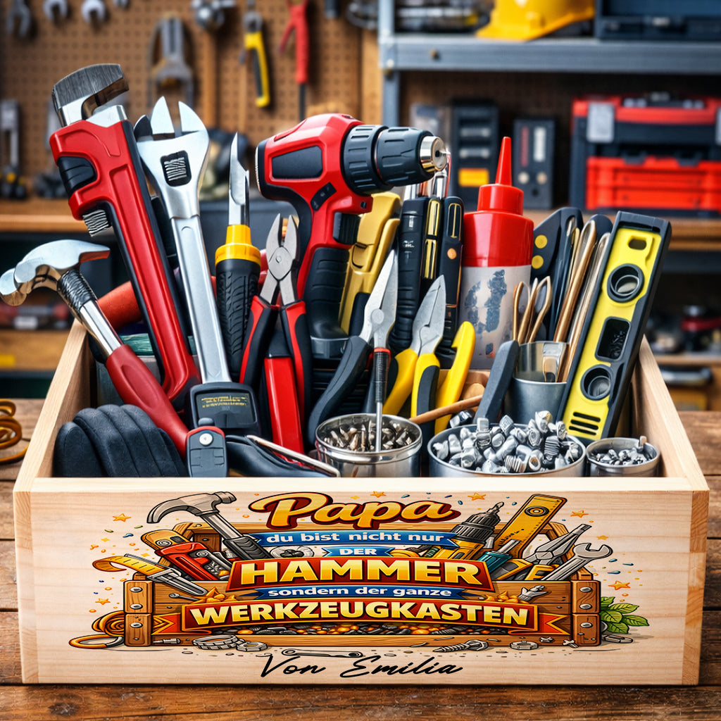 papa du biste der hammer Werkzeugkiste personalisiertes Papa Geschenk Vatertag Geschenk mit Name